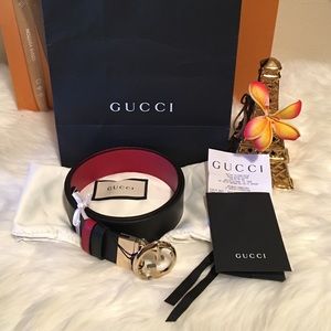 Authentic GUCCI GG Reversible Leather Belt